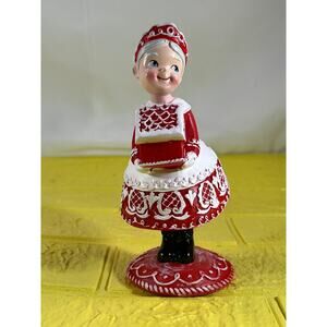 Mrs. Santa Claus Christmas Figurine Red Gingerbread Adorable